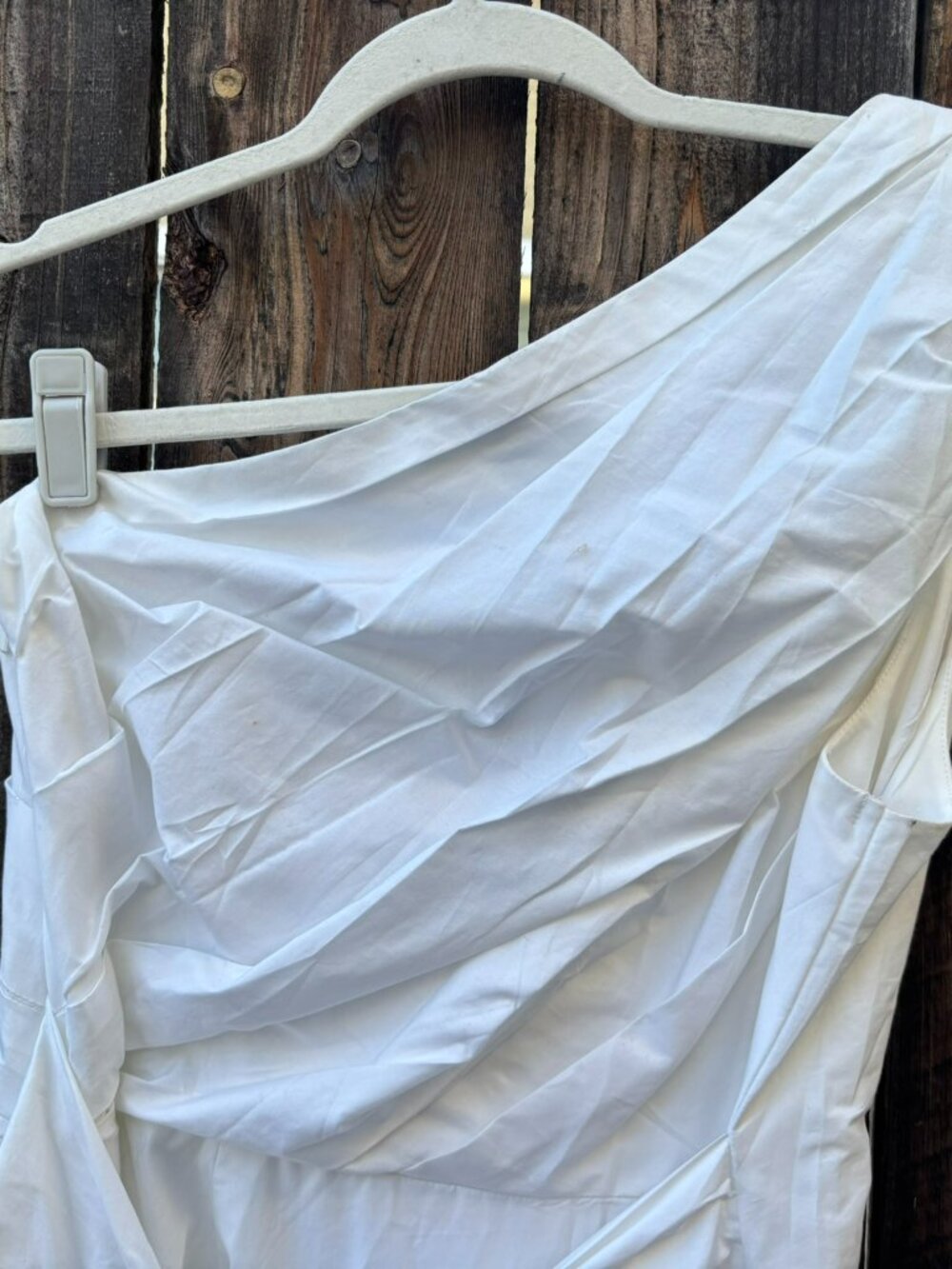 NWT Banana Republic One Shoulder White Lined Poplin Dress 10 - Picture 8 of 11